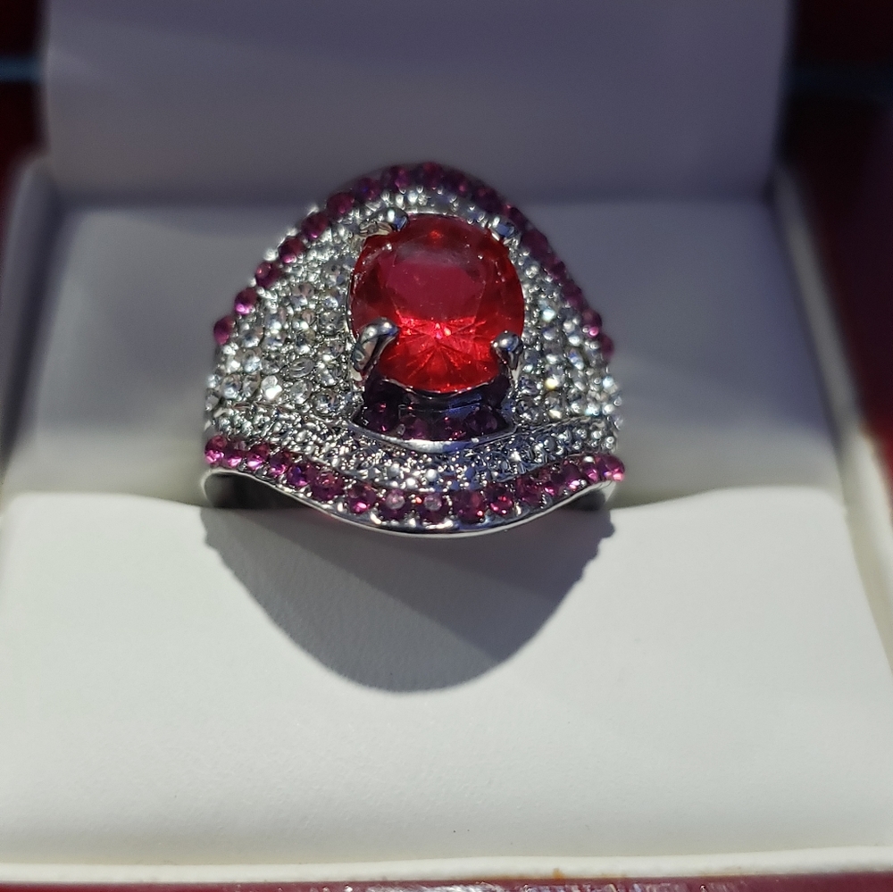 Large Ruby 925 Silver Ring. New - image 8